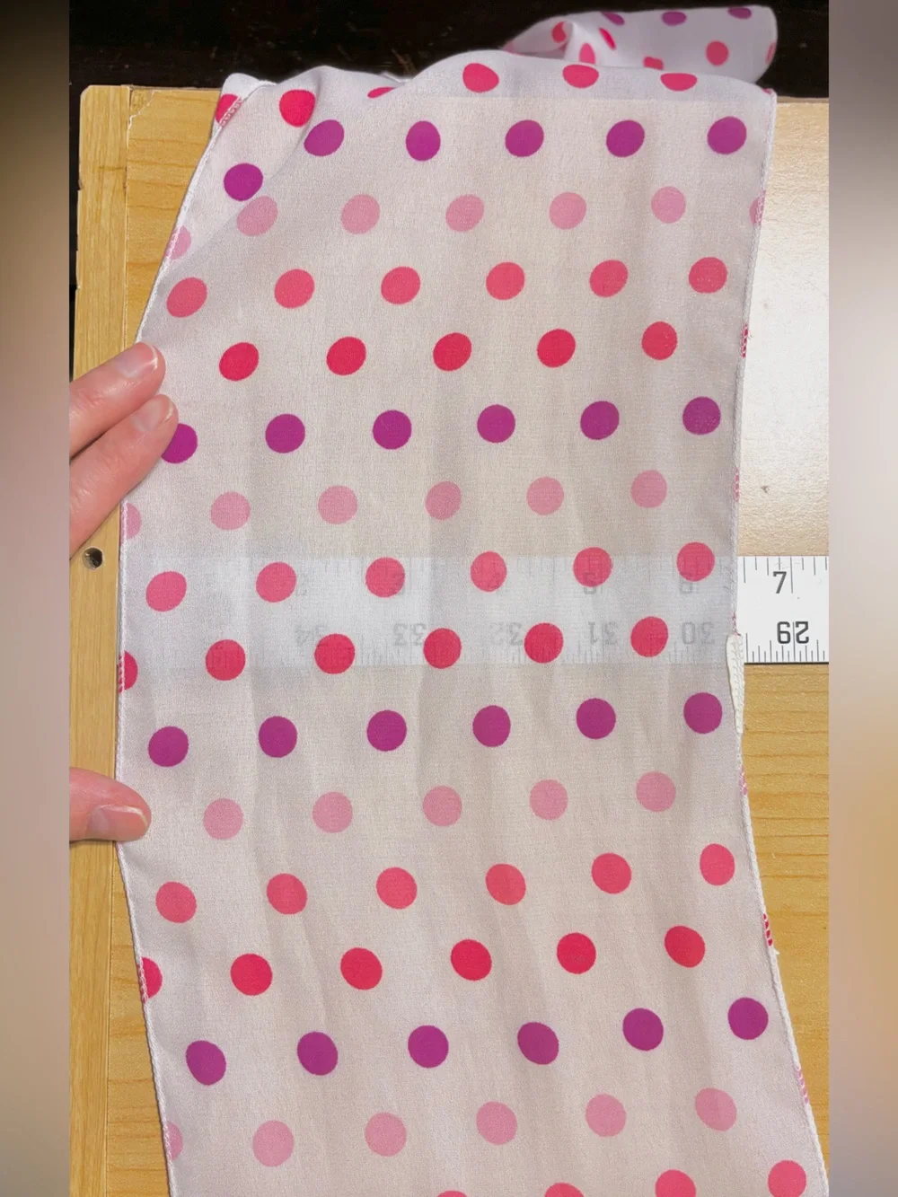 Polka Dot Sheer Oblong Scarf Pink Purple White 6.5x59